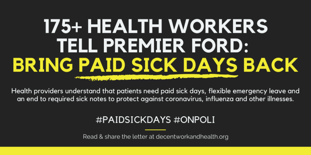 Healthcare professionals call on Ontario to restore paid